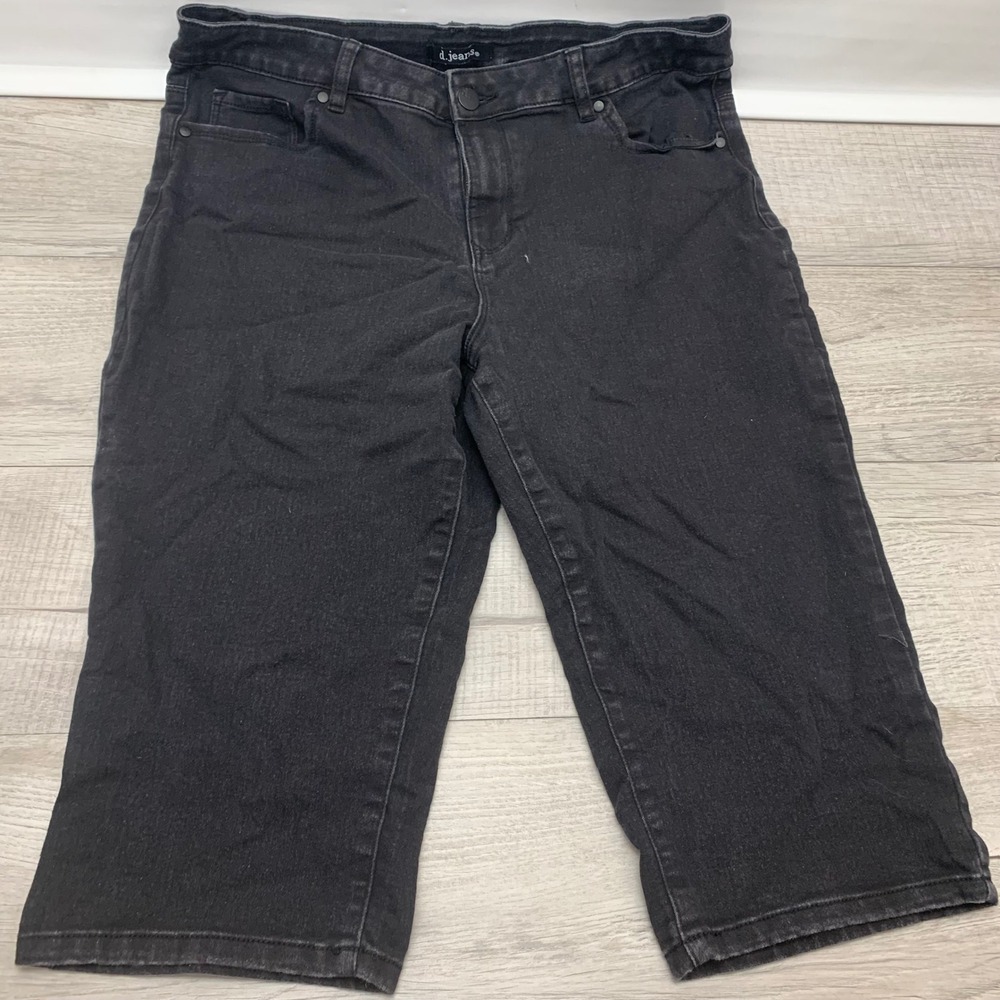 d.jeans Womens Black Denim Capri Pants Size 16W Stretch Cropped Jeans